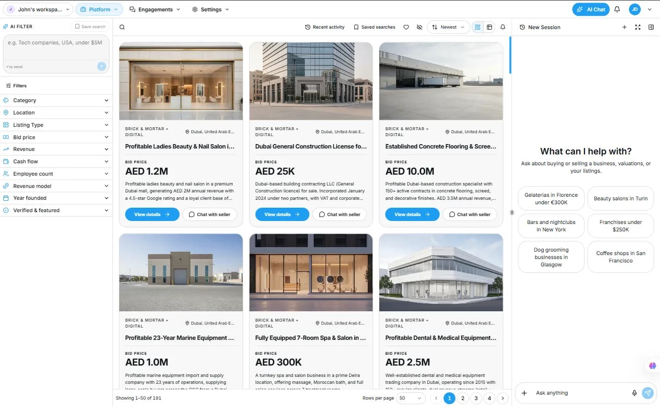 A SellAnyBiz platform workspace