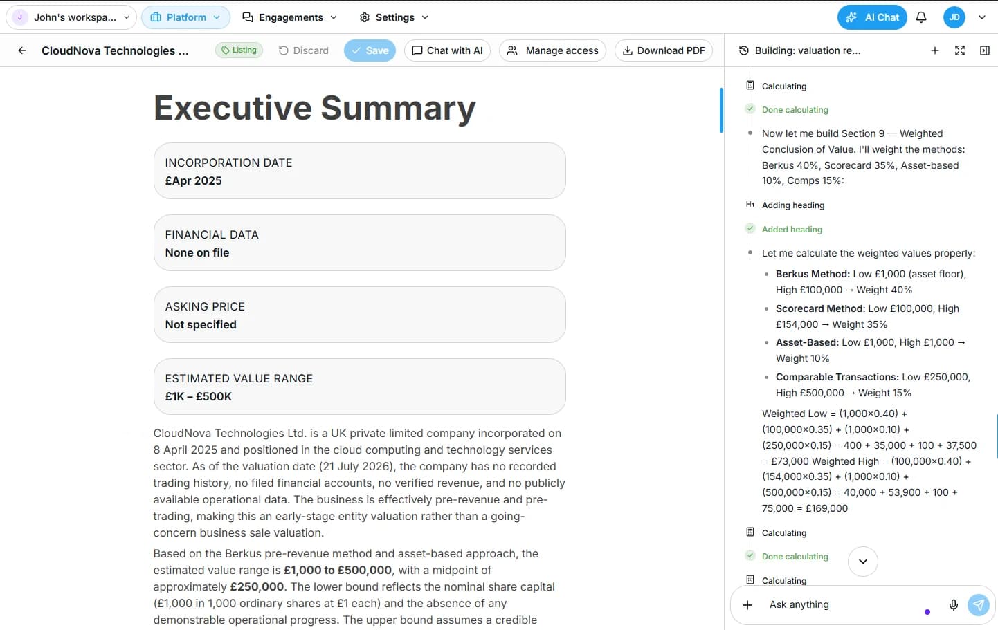 AI generating deal documents and NDAs